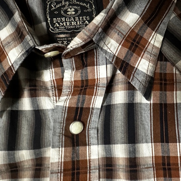Men’s Lucky Brand Dungaree Western Style Snap Front Shirt Size XXL 2XL EUC - Picture 5 of 11